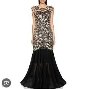 Amazon Black and Gold Embellished Maxi Dress